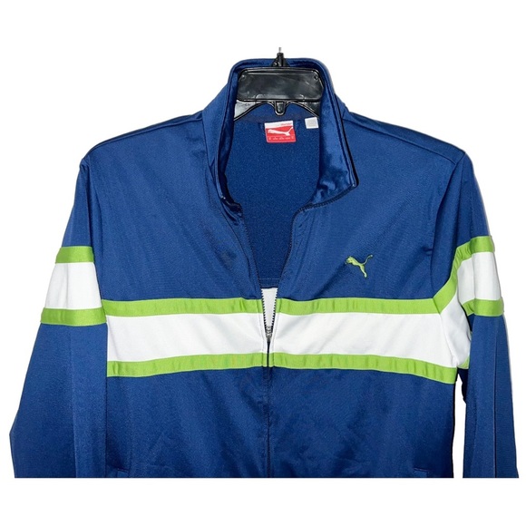 Puma Track Jacket Men’s Size M Blue Green Long Sleeve Front Zip Long Sleeve - Picture 3 of 6